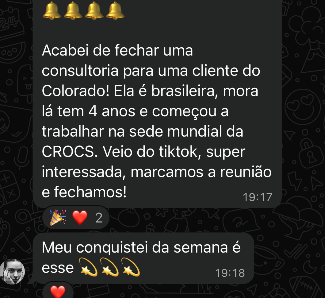 Depoimento de consultora de estilo relatando resultado de faturamento